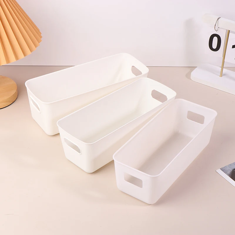 

1Pc Desktop Stationery Storage Box White Toiletries Cosmetic Sundries Plastic Storage Organization Box Drawer Organizer