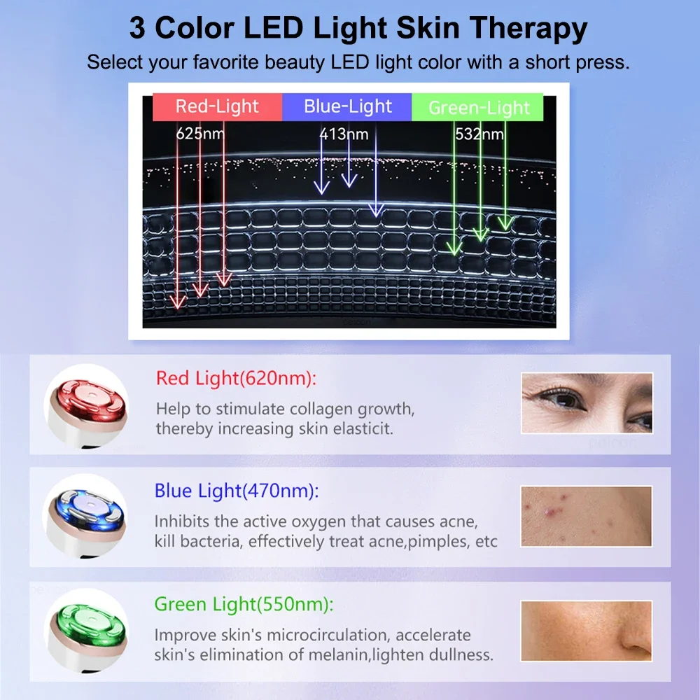 Hifu massageador de levantamento facial de alta frequência, rejuvenescimento da pele, teoria de fótons, microcorrente ems, anti-envelhecimento, máquina de aperto facial