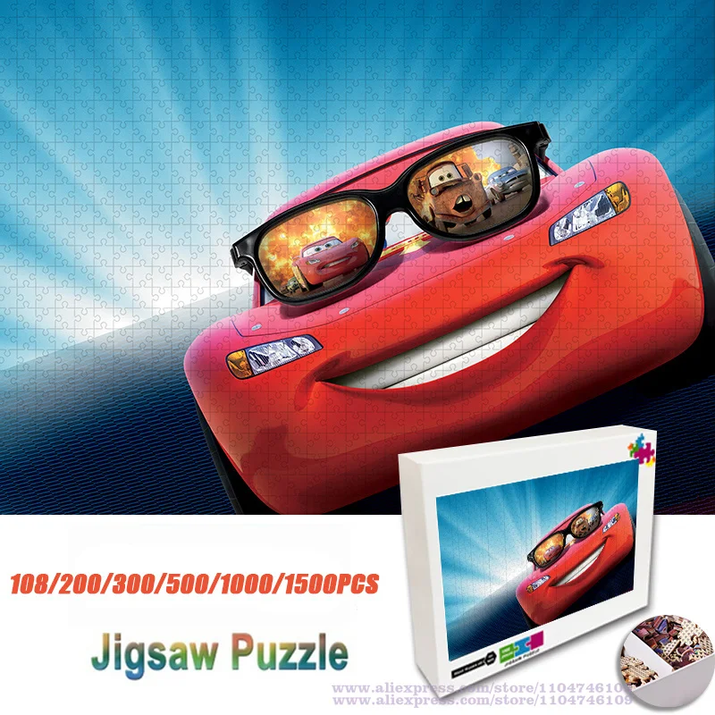 Puzzle Disney Auta 108/200/300/500/1000/1500 Elementów Kreskówka Rodzic-Dziecko Zabawki DIY Puzzle Edukacyjne Prezent z Pudełkiem