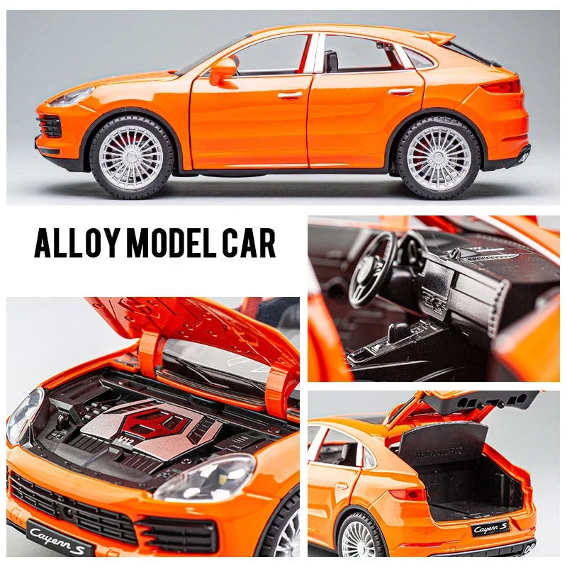 1:24 Porsches Cayenne Turbo S Alloy Car Model Diecasts Metal Toy Vehicles Car Model Simulation Sound Light Collection Kids Gift