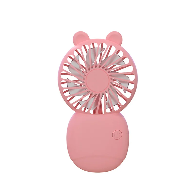 Mini ventilador elétrico portátil, rosa, bolso pequeno, desenhos animados, à mão, ao ar livre, verão