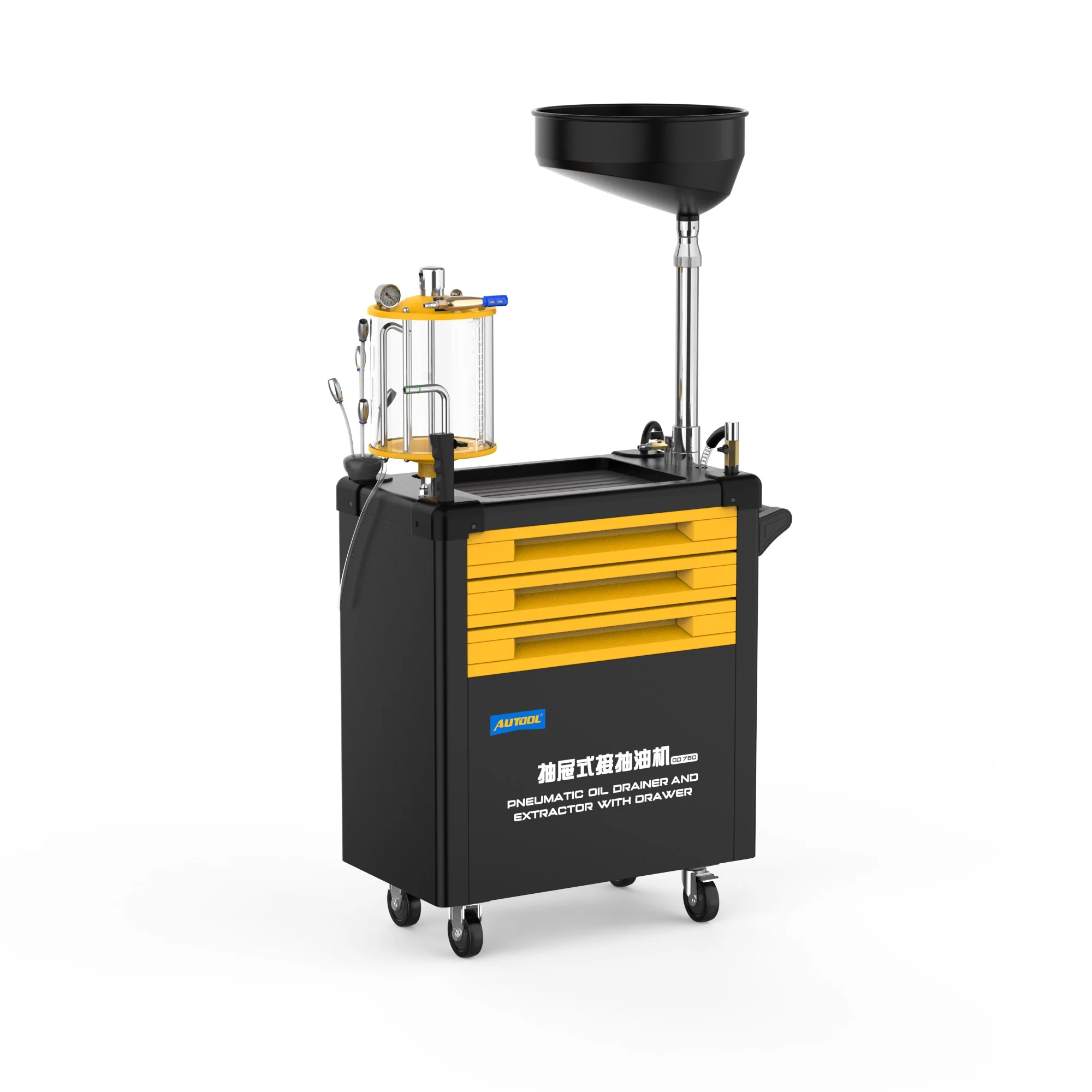 Large Capacity 80l Engine Pneumatic Waste Oil Tank Drainer Extractor With Tools Cabinet