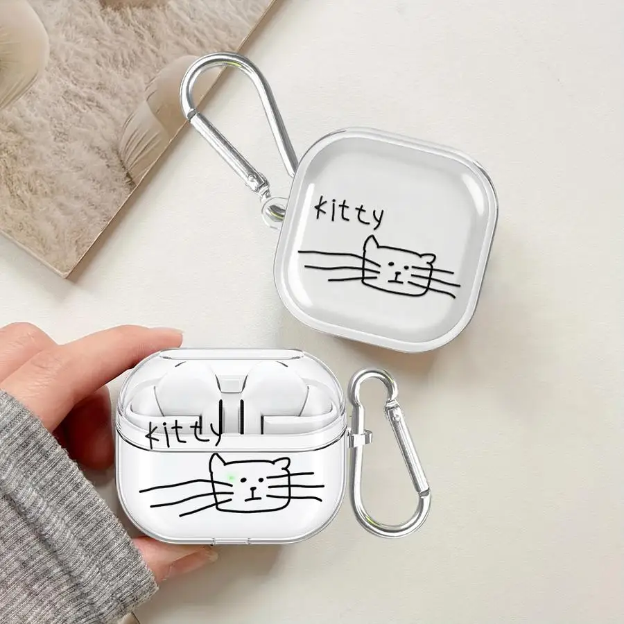 Abstract Cat Art Clear Earphone Cases Cover Case For Samsung Galaxy Buds 4 Pro 4Pro Live 2 3Pro 3 FE