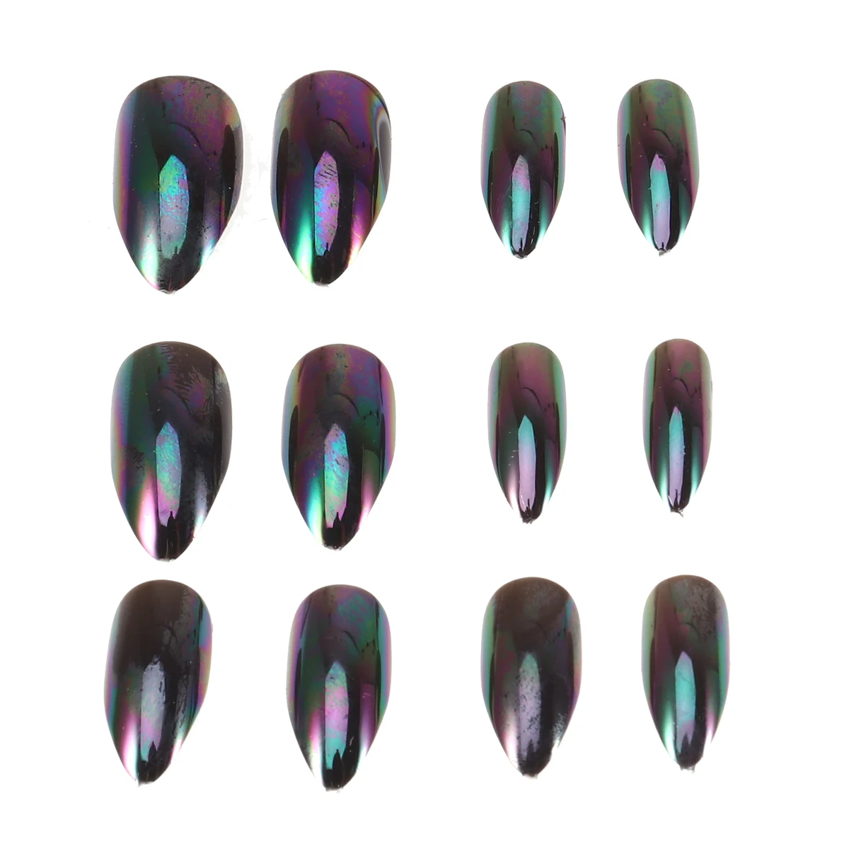 

24pcs Gradual Change Color Fake Nails Lightweight Durable Plastic Mirror Surface Easy Stick Women Art Home Salon