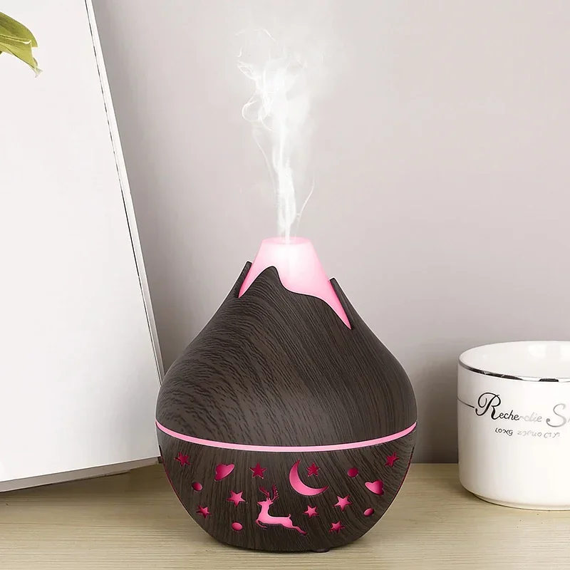 Mini USB Humidifier Wood Grain Aroma Diffuser 7 LED Color Humidifier Capacity Ultrasonic Air Humidifier Cool Mist for Home