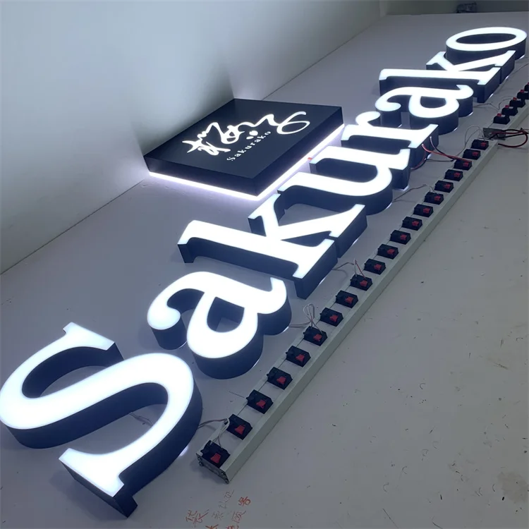 Customized Stainless Steel Advertising Business Logo 3D LED Backlight Alphabet Metal