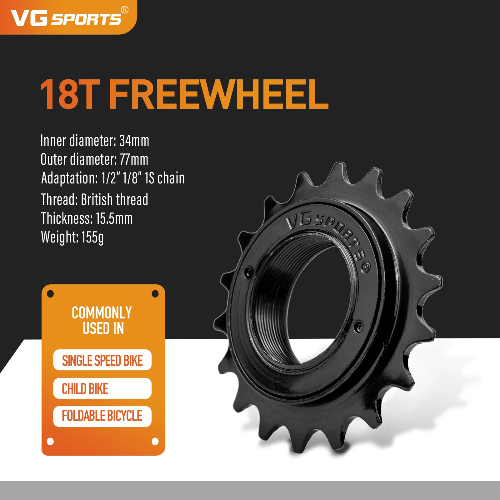 1pc VG Sport 16T/18T/20T/22T/24T 34MM Single Speed Fahrrad Freilauf Kettenrad Teil für BMX 1 Geschwindigkeit Cog Getriebe Fahrrad Zubehör