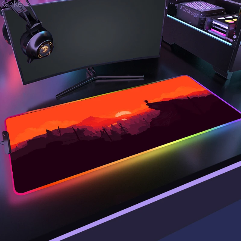 Colorful Luminous LED Lighting Mouse Pad RGB Rubber Non-Slip Forest Mousepad Gaming For PC Gamer 900x400mm Large Desk Mats Xxl