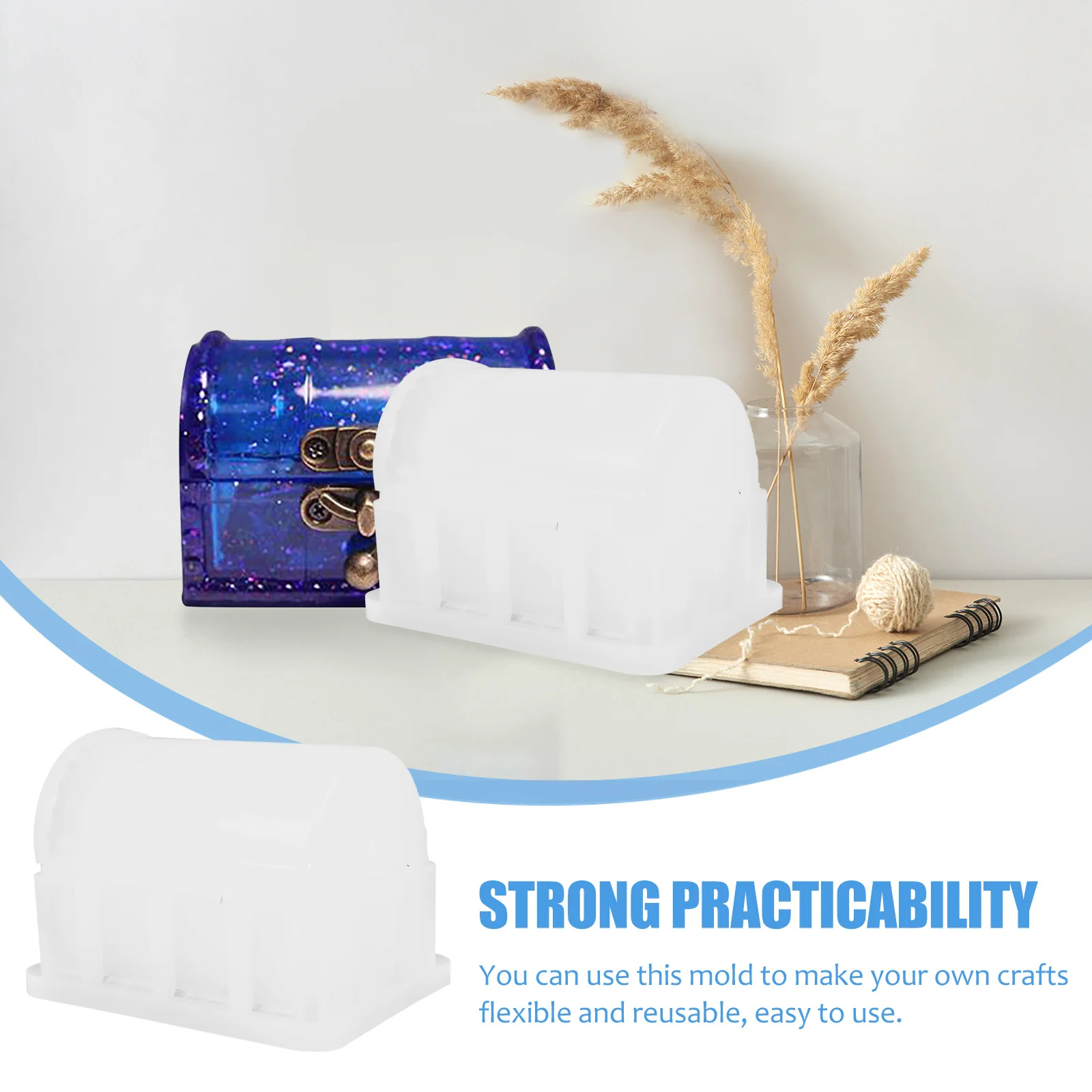 

1Set Treasure Chest Silicone Mold DIY Crafts Box Making Epoxy Casting Flexible Reusable Non Stick Box Mold DIY Silicone Molds