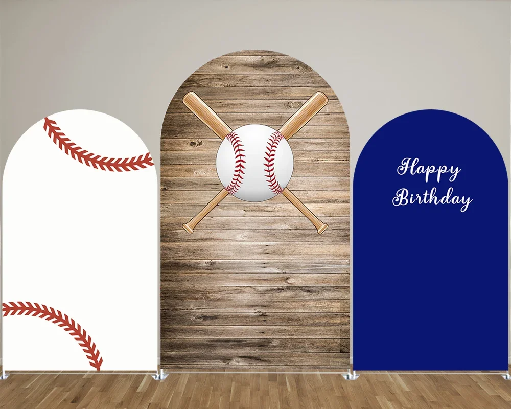 Brown Wood Grain Baseball  Arch Backdrop Covers for  Sport Theme Birthday Party, Newborn Photograph Decoration Props