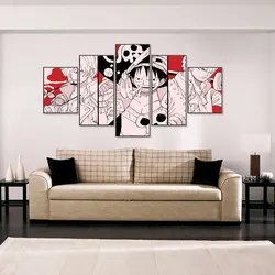 5Pcs Posters Anime One Piece Zoro Luffy Peripherals Art Canvas Painting Ace Fight Picture Wall Decor Gift for Kids Boys Bedroom