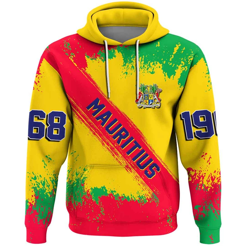 Africa Mauritius Map Flag 3D Printed Hoodies For Men Clothes Patriotic Tracksuit National Emblem Graphic Sweatshirts Male Tops