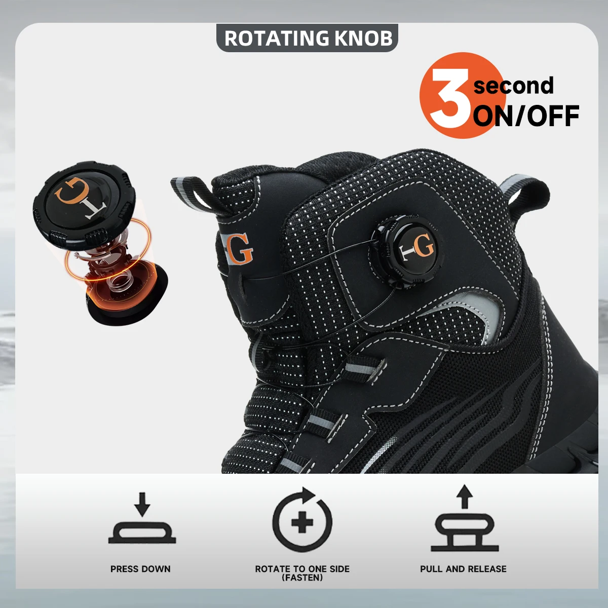 أحذية أمان بزر دوار مضادة للتحطيم أحذية عمل رجالية مريحة مضادة للثقب سهلة الارتداء والخلع أحذية الشتاء