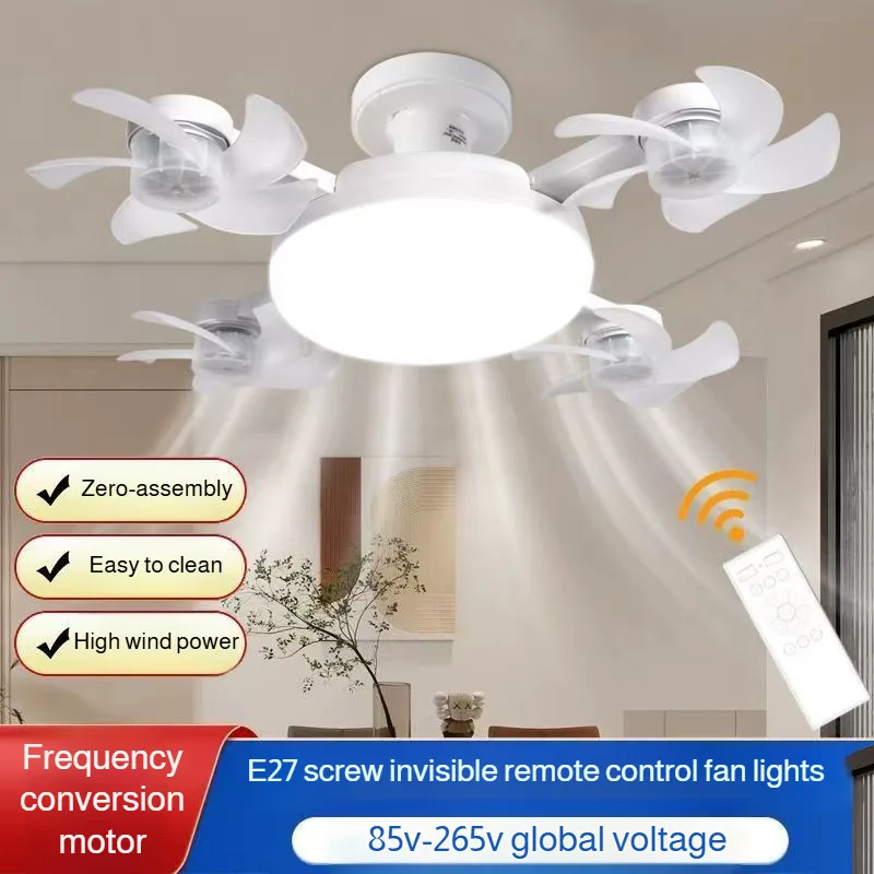 

Intelligent ceiling light electric fan light Kitchen high wind power Silent Easy to clean e27 Screw Fan Light Restaurant Fan Eye