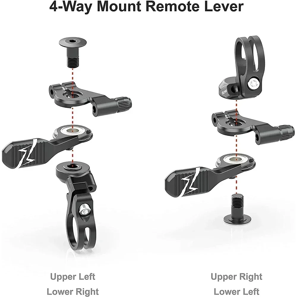 CNC Bike Dropper Seatpost, Kit de Alavanca Remota, 4 Way Mount Dropper, Fit Roteamento Externo e Interno