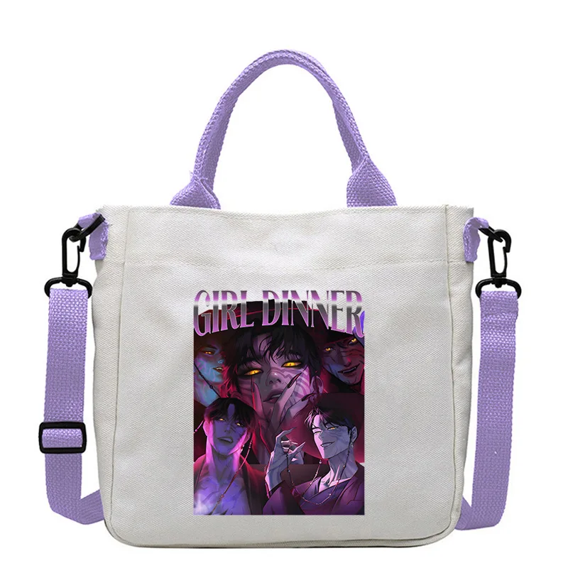 Kpop هنتر أنيمي طباعة سعة كبيرة حقيبة يد كاجوال عصرية Harajuku حقيبة كروسبودي للتنقل حقيبة قماش أنيقة