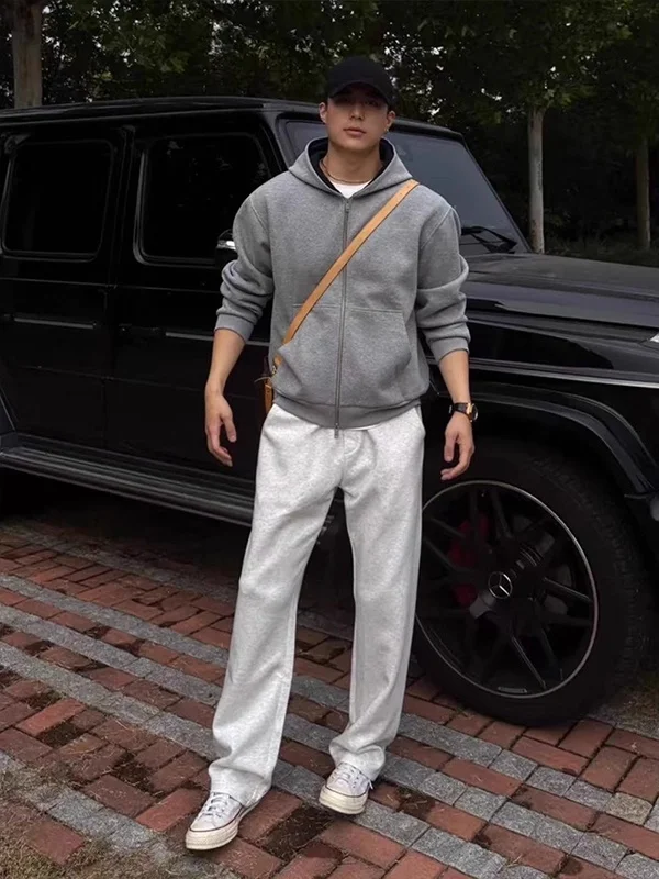 ay And White Floral Men's Fitn Sports Sweatpants American Sle Casual Drapey Slimming Straight Leg Micro Flared Pants