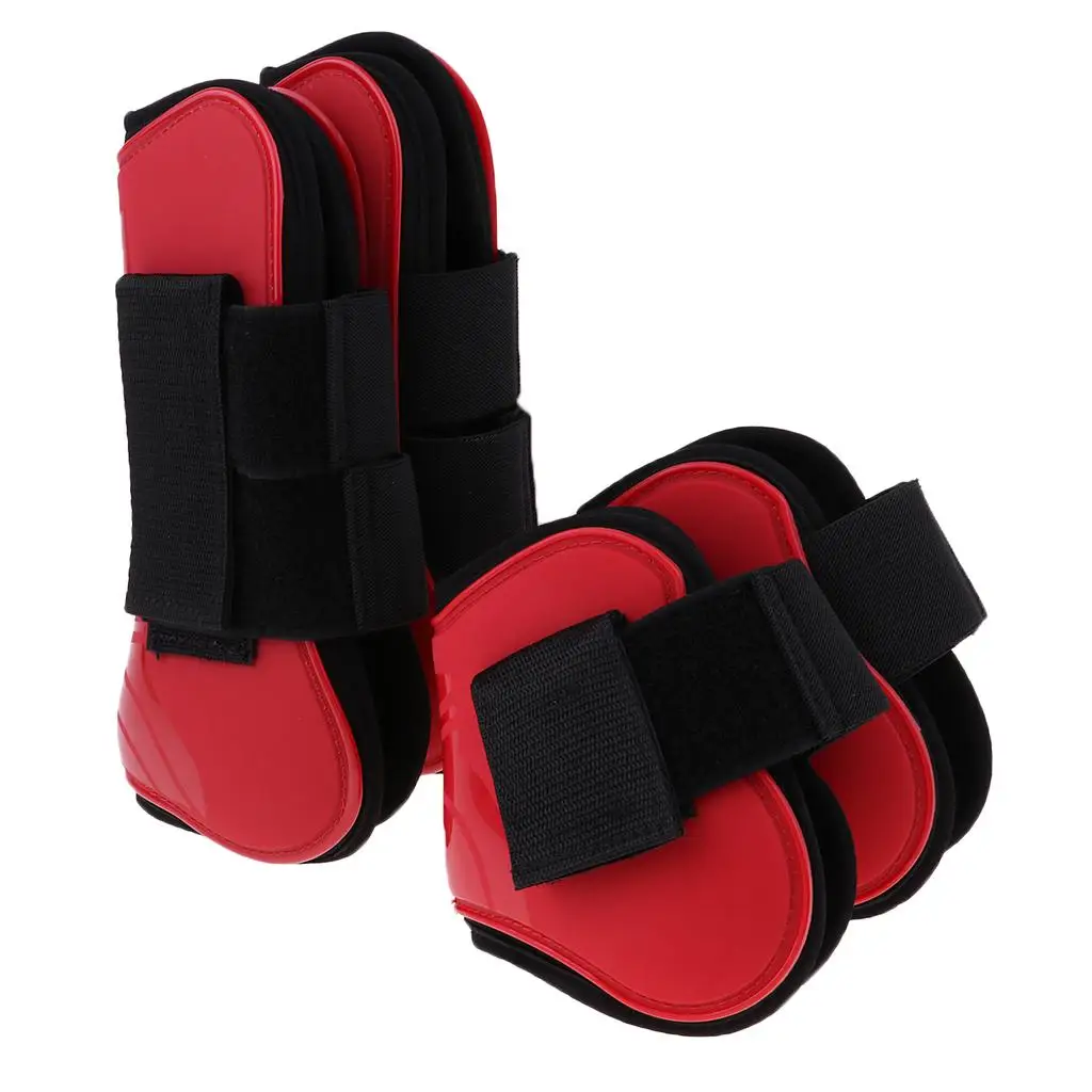Horse Tendon Boot PU Material Neoprene Lined Protective Leg Wraps Equestrian Accessories Set for Horse Competition Training
