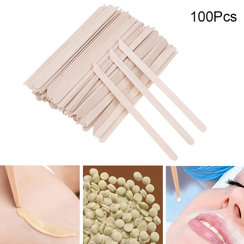 100Pcs Disposable Waxing Wooden Tongue Depressor Body Hair Removal Stick Tongue Depressor Wooden Spatulas Body Wax Waxing