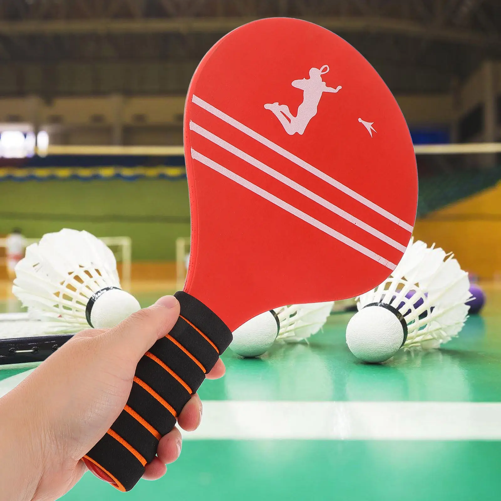 

2 шт. деревянные ракетки для бадминтона с короткой ручкой, нескользящие, для детских игр на открытом воздухе, деревянные ракетки для пляжного мяча