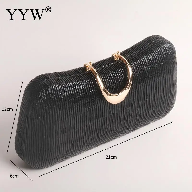 Pleated PU Leather Hard Evening Handbag Women Metal Clutch Wedding Bridal Party Messenger Purse Crossbody Shoulder Matte Bags