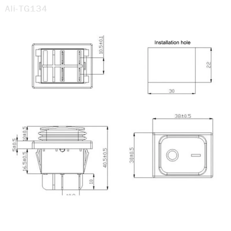 مفتاح هزاز مقاوم للماء مع LED، تشغيل إيقاف، شديد التحمل، 4Pin، DPST، IP65 مختوم، T85، 12V، 220V، 30A، 1 قطعة