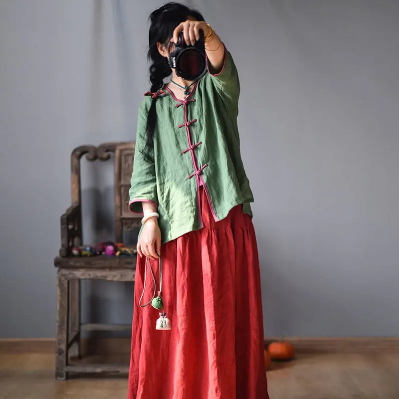 

Оригинальный льняной кардиган ручной работы на пуговицах, художественный ретро-стиль, повседневная верхняя одежда для женщин, премиум-качество