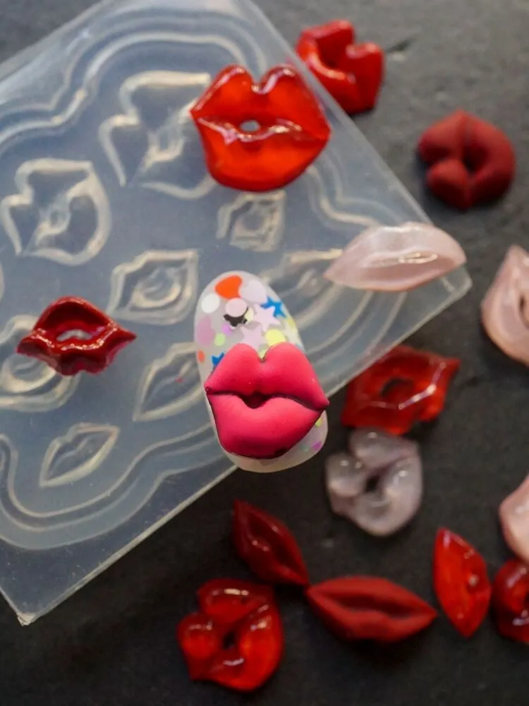 1pc Lips 3D Acrylic Nail Mold Flower Palace Nail  Decorations  DIY Design Rose  Silicone Manicure Mold Nail Art