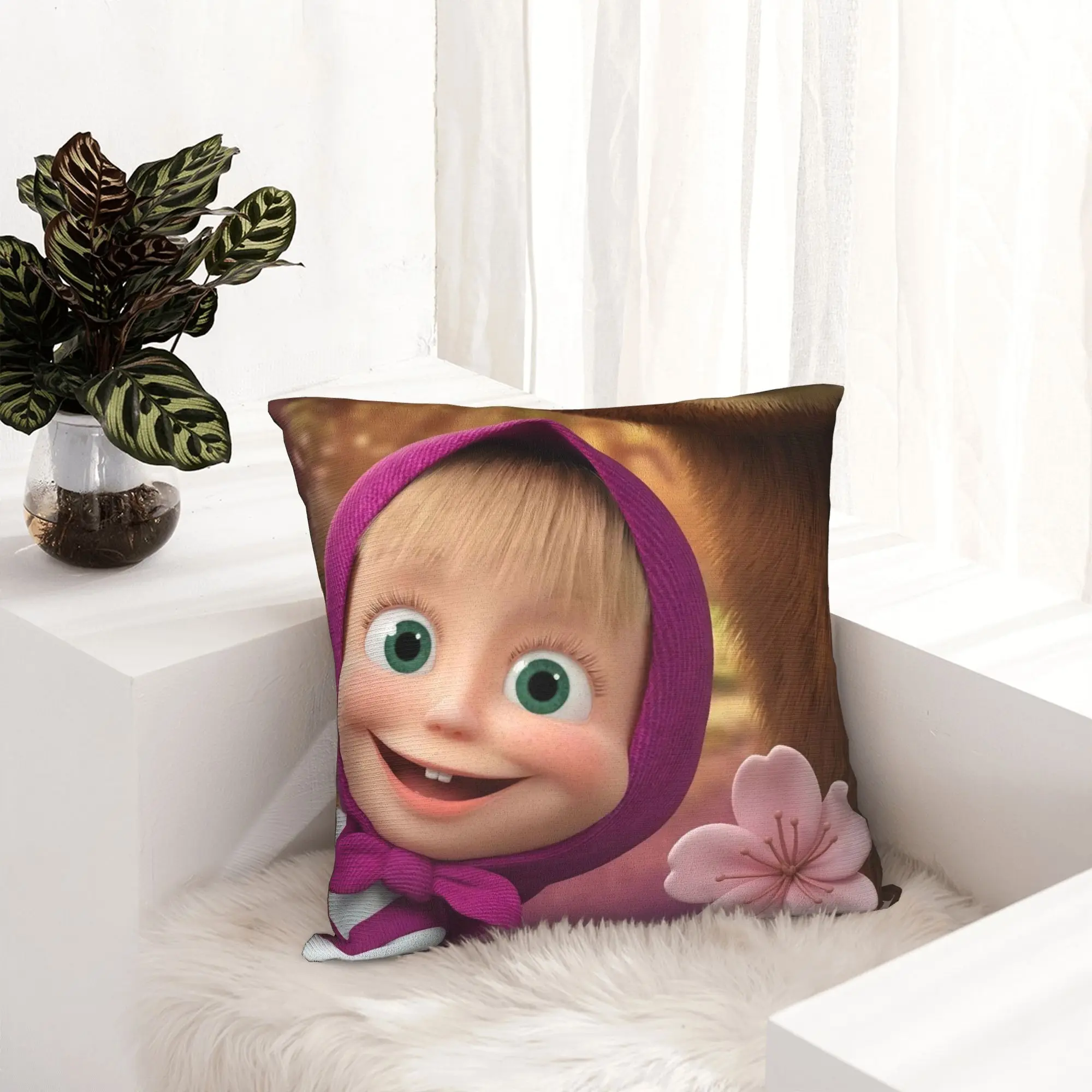 Cute Cartoon M-Masha and Bear Pillowcase Printing Polyester Cushion Cover Decoration Pillow Case Cover Home Dropshipping 40X40cm
