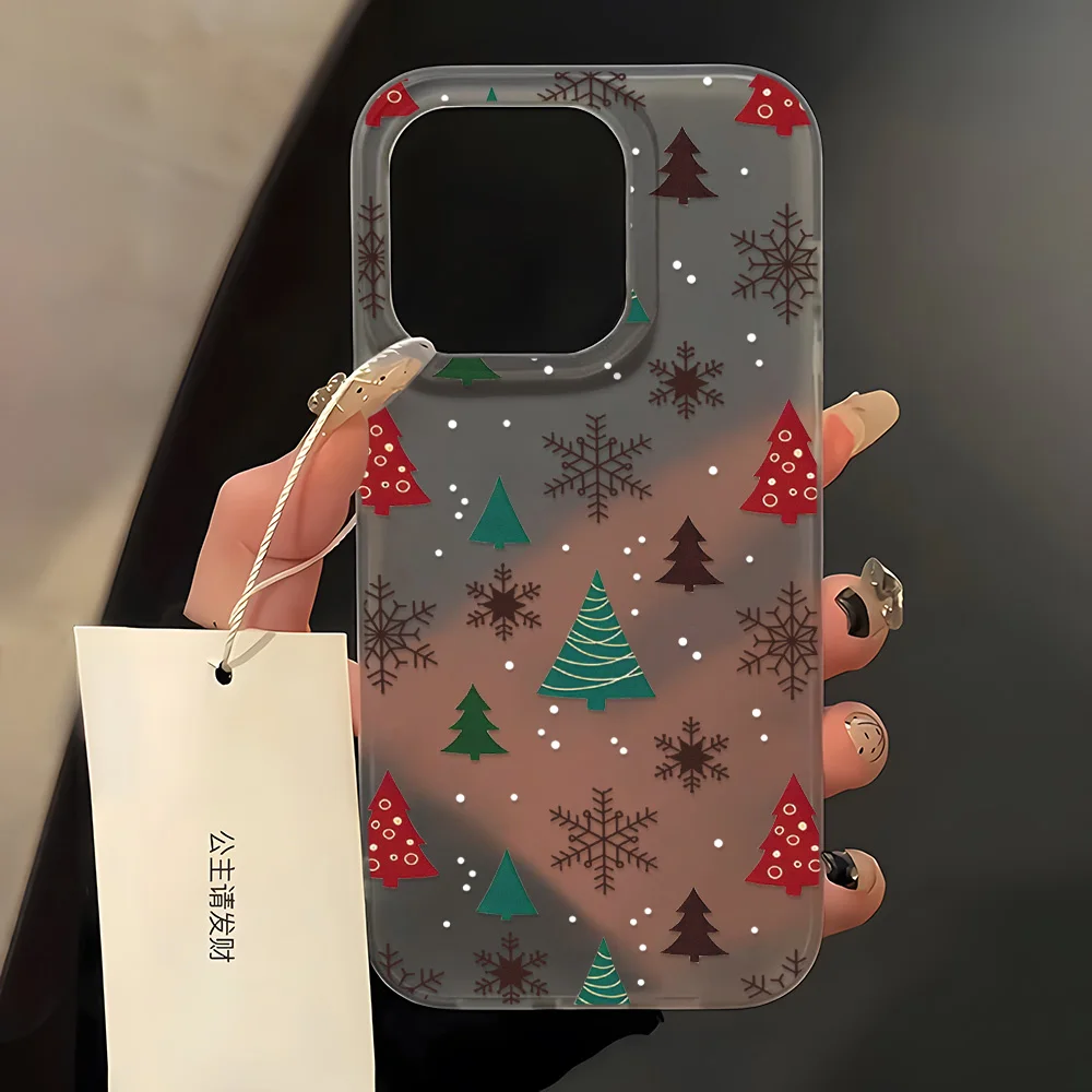 Shockproof Matte Soft Silicone Phone Case For iPhone 11 Case iPhone 16 12 13 14 15 Pro Max 16 Plus 12 13 Mini Christmas Cover