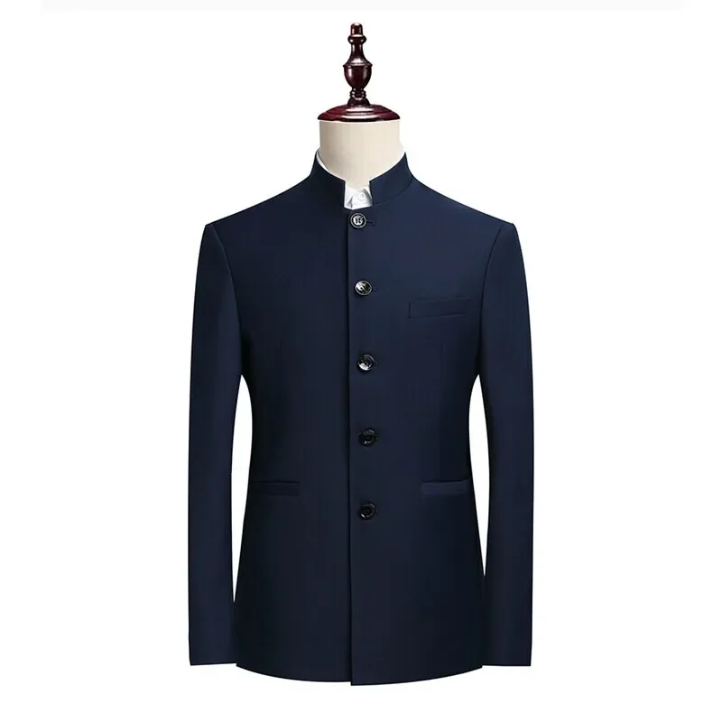 السترة الرجال الموضة شهم الأعمال التخسيس في الهواء الطلق تشونغشان دعوى العصرية مأدبة المضيف عادية الزفاف الوقوف طوق السترة #5