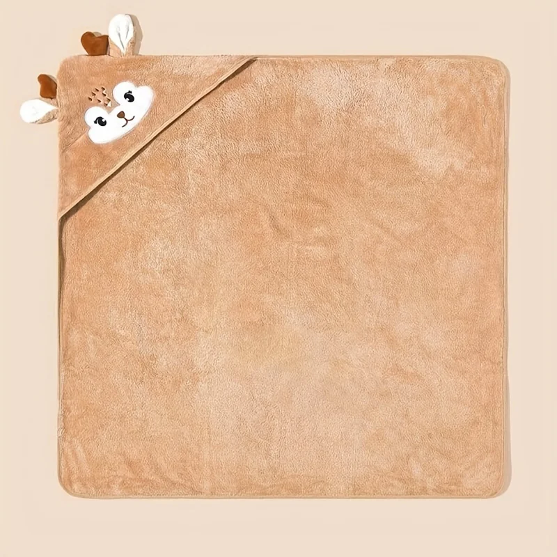 Toalla de baño con capucha para bebé, albornoz de fibra de poliéster, manta envolvente para recién nacido, 80x80 cm