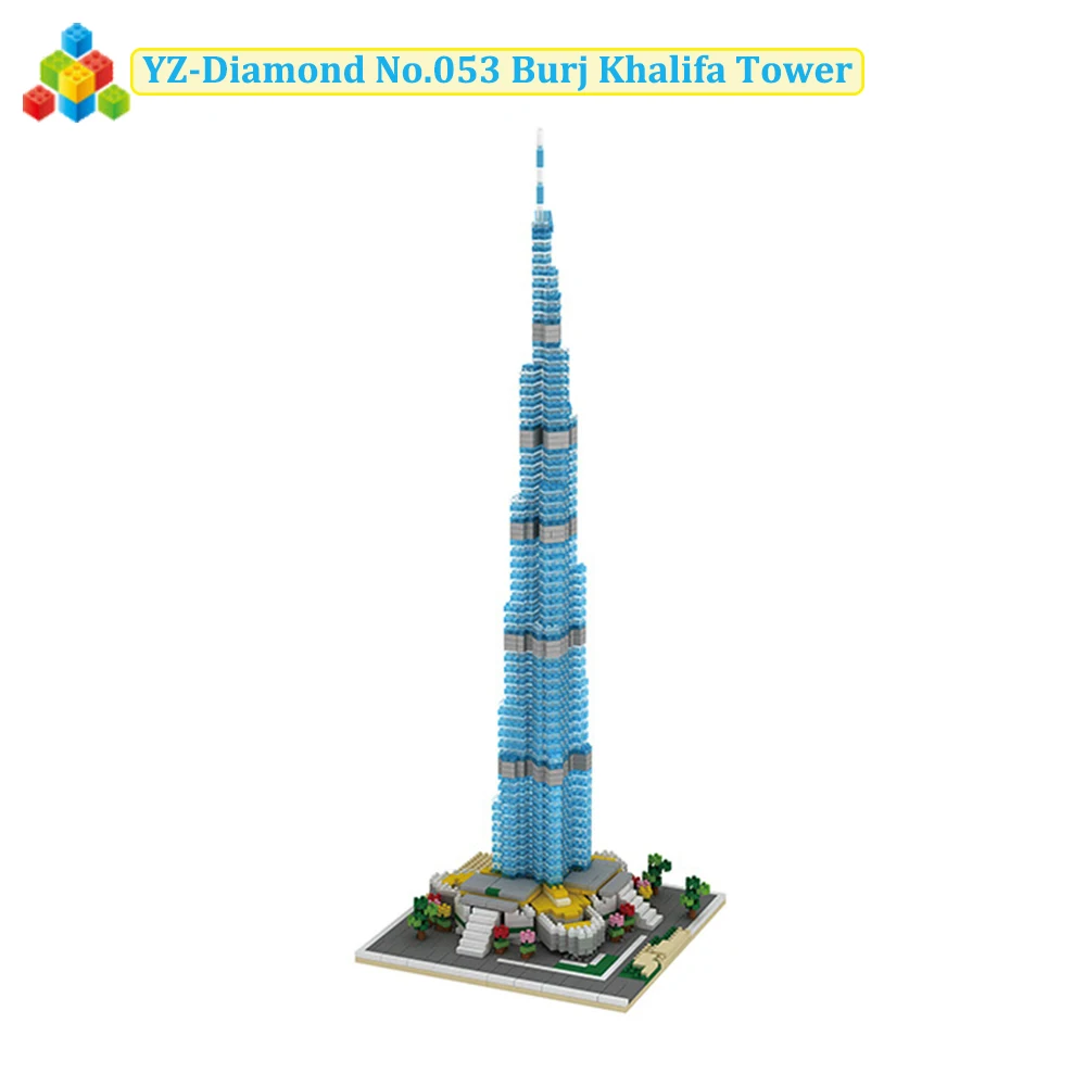 YZ053 Diamond Blocks World Famous Architecture 3D Model Set Dubai Burj Khalifa Tower Micro Mini Building Bricks Set Toys 1681PCS