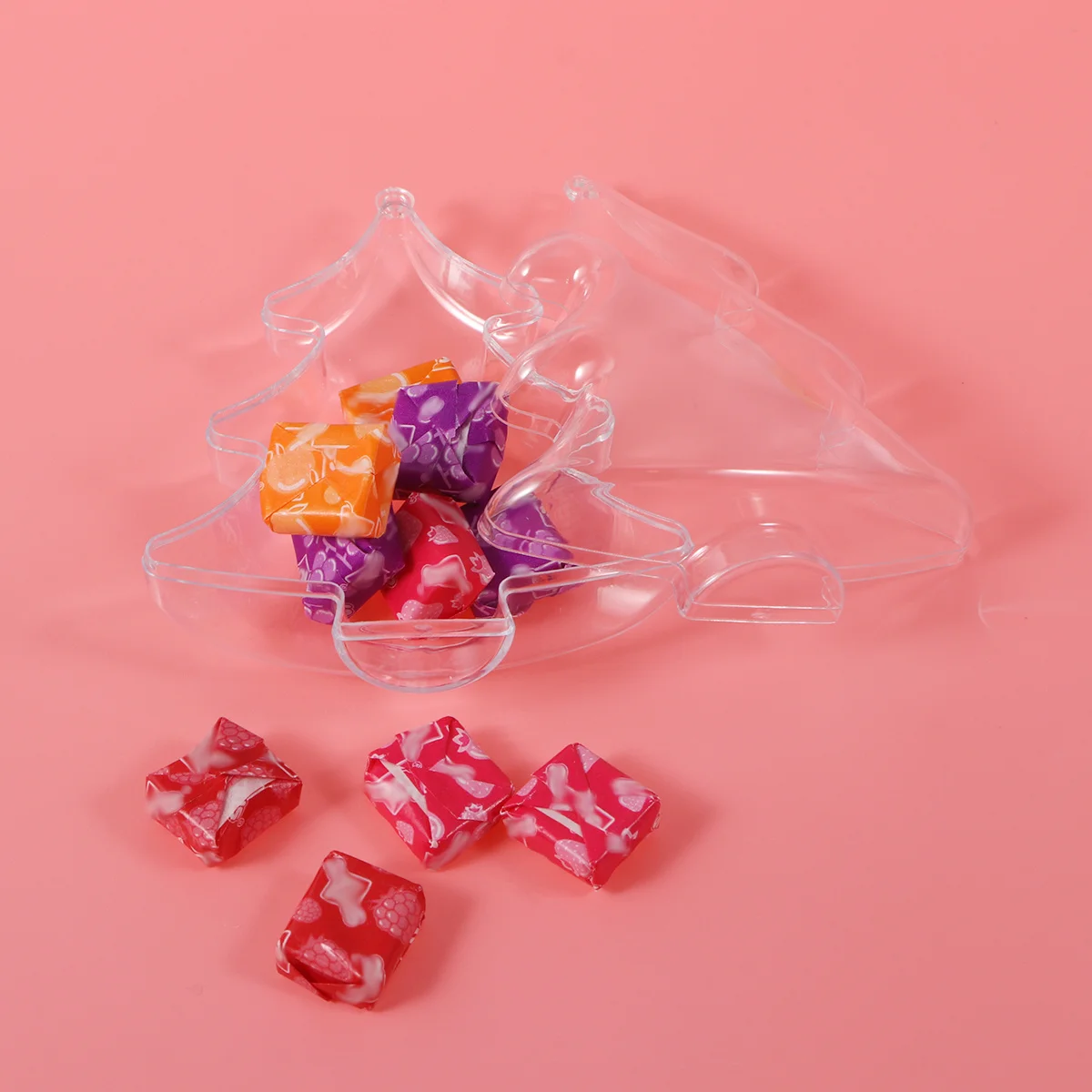 

Plastic Christmas Tree Shape Clear Fillable Ornaments Transparent Ball Pendant Candy Gift Box Xmas Party Wedding Decoration