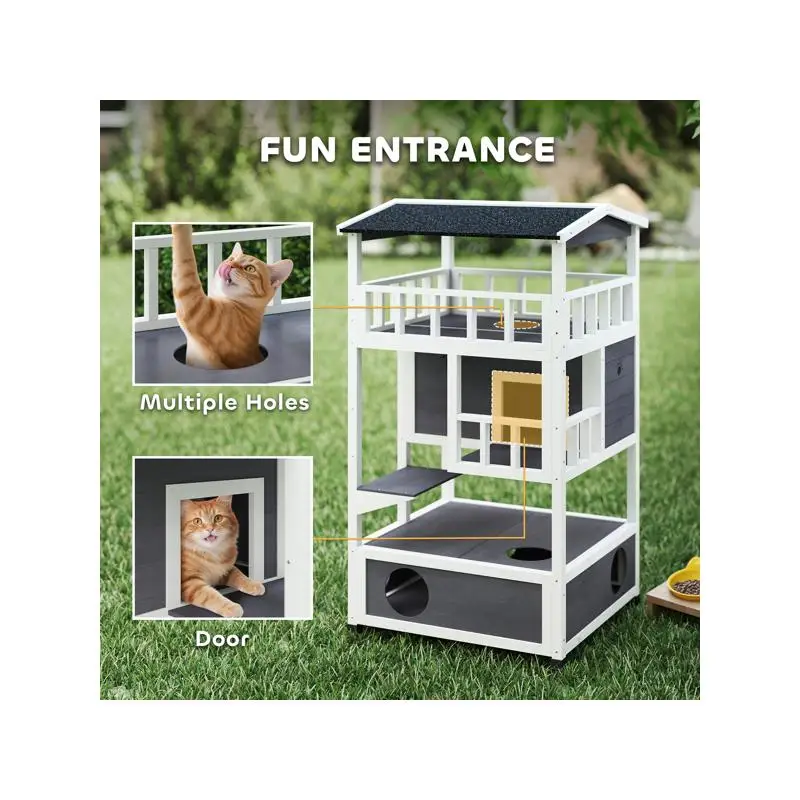 

Деревянная башня для лазанья для кошек и дерево для кошек, домашний кошачий домик и площадка для игр