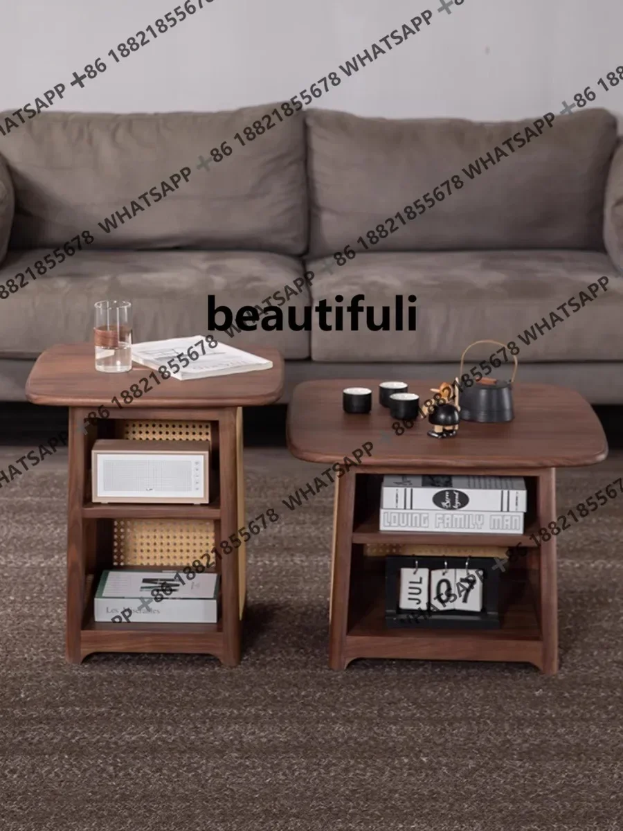 K182North American black walnut coffee table modern rattan coffee table, living room balcony sofa side table
