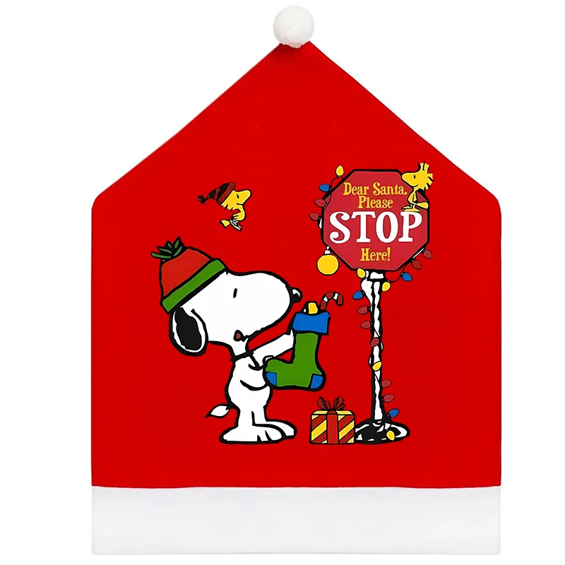 Nieuwe Snoopys Kerst Stoelhoes Non-woven Seat Cover Feestartikelen Thuis Tafeldecoratie Eetkamerstoel Cover Anime Kerstcadeau