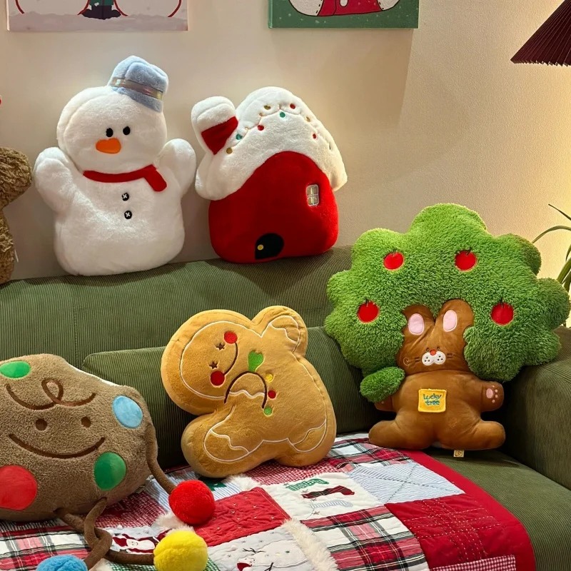 

In Stock Gingerbread Man Doll New Year Plush Toys Decorative Pillow Santa Claus Living Room Sofa Cushions Plush Christmas Gifts