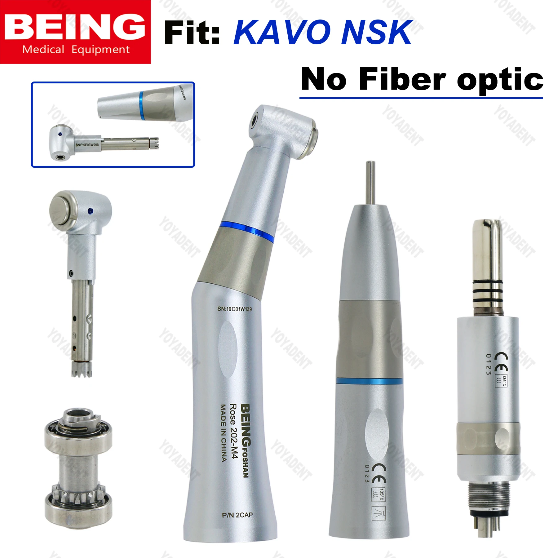 BEING 1:1 Dental Low Speed Handpiece 4 Holes E Type Internal Water Spray Contra Angle/Straight Handpiece Dentistry Products