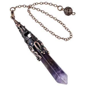Reiki Pendulo Natural Dowsing for Divination, Amethyst Natural Stone Amethysts, Black Obsidian Pendant, Healing Point, Quartz, Spiritual Pendulum Radiestesia of Pingente Crystal 12 Main sales pendant natural stone - №2
