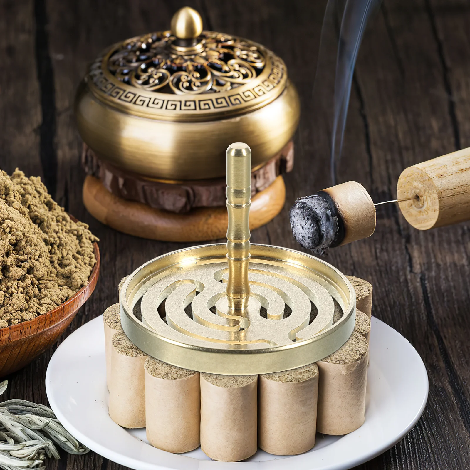 

Copper Incense Press Mold Tool Home Fragrance Ash Press Seal Diy Incense Making Supply Tea Room Decor Accessory