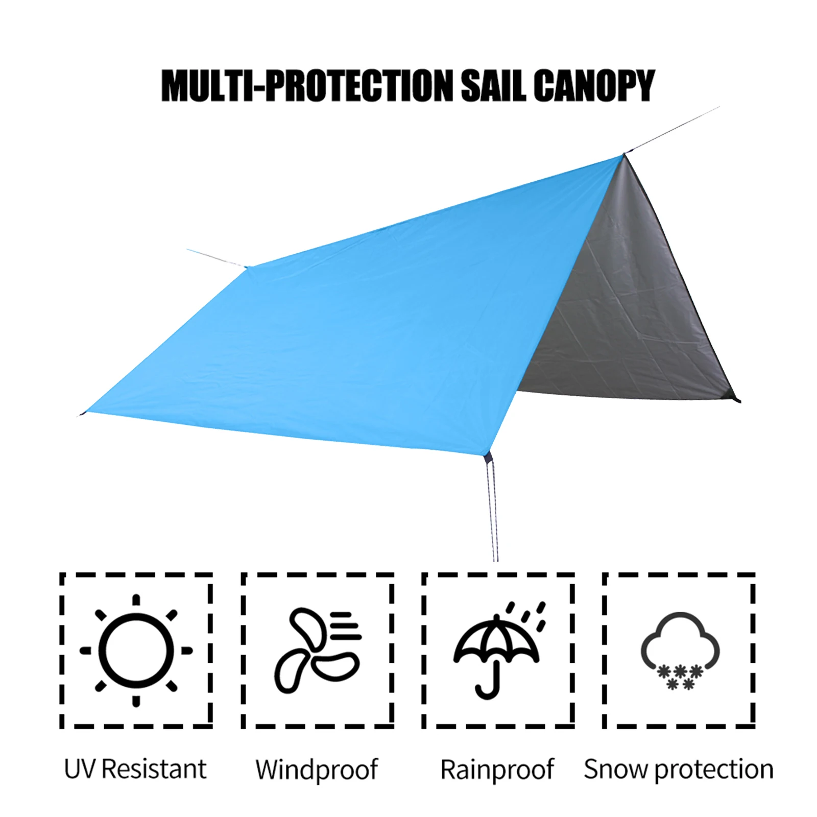 10 x 10 FT Sail Canopy Waterproof Rain Fly Sun Shade UV Resistant Heavy Duty Sand Sunshade With Pegs Rope Storage Bag for Outdoo