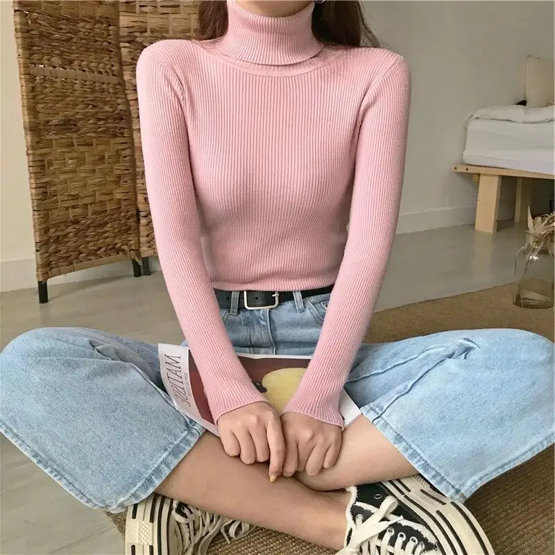 

Женская одежда, свитер, трикотаж, осенне-зимний новый базовый слой, верхняя одежда, универсальная модная удобная одежда с высоким воротом