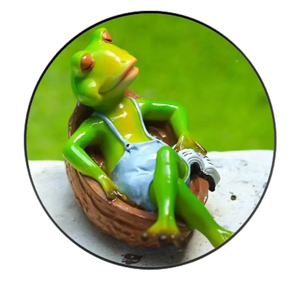 Crafts Resin Frog Statue Cute Creative Animal Sculpture Simulated Handicraft Miniatures Figurine Home