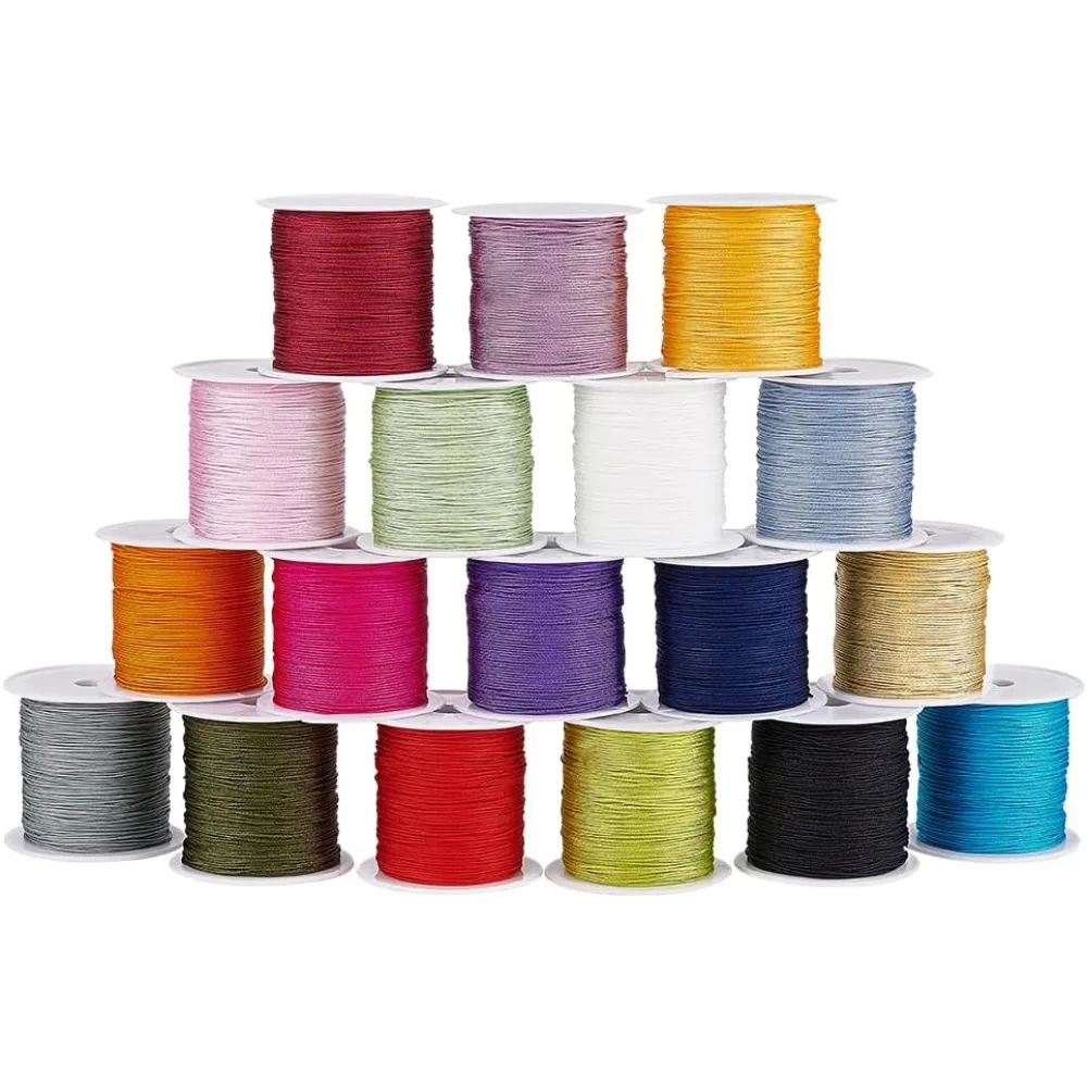 

17rolls 17 colors Cotton Thread Chinese Knotting Cord for Woven Bracelet Necklace Making Mixed Color 0.6mm