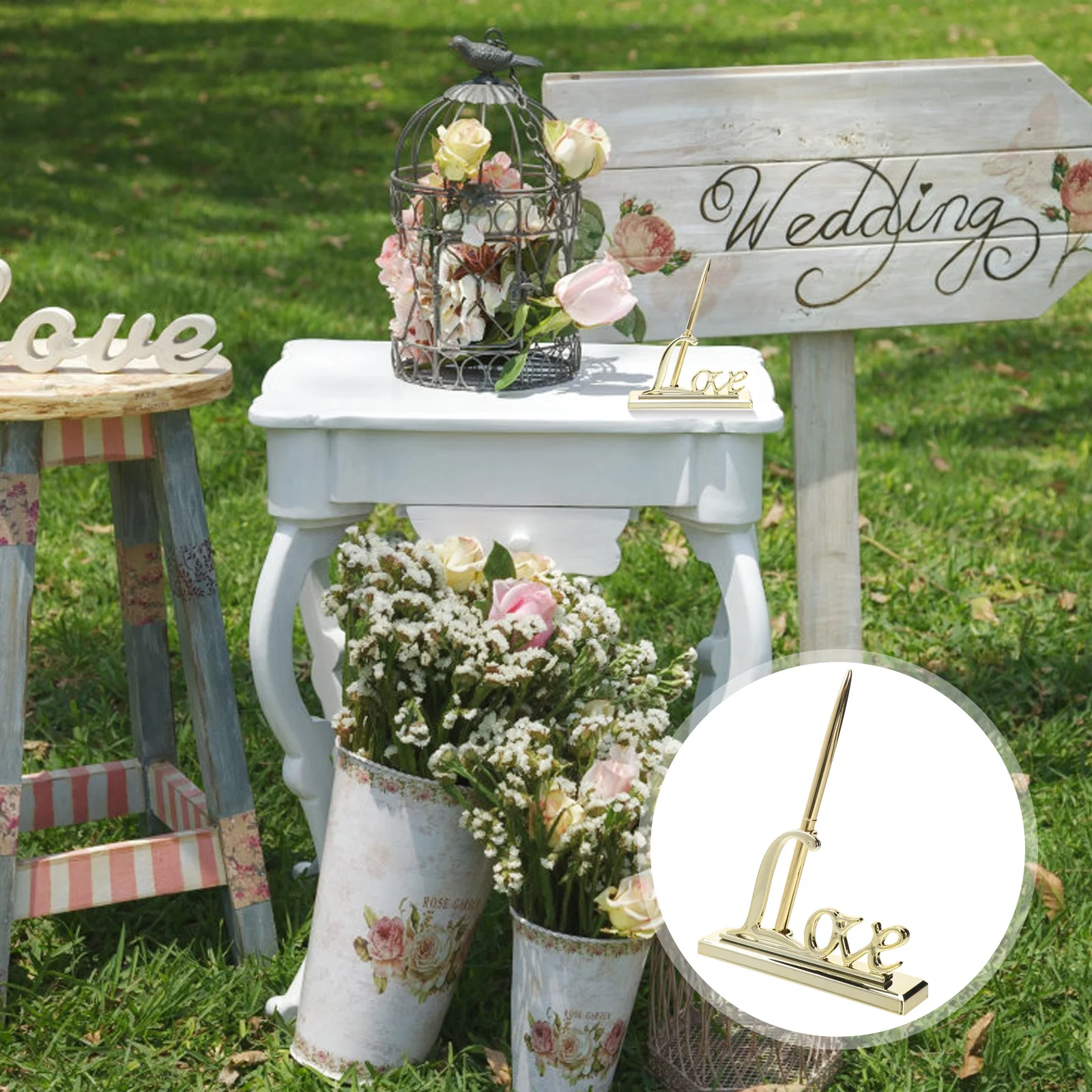 

Chic Metal Wedding Pen Elegant English Letter Design Suitable for Bridal Engagement Guest Book Special Events Guest Pen