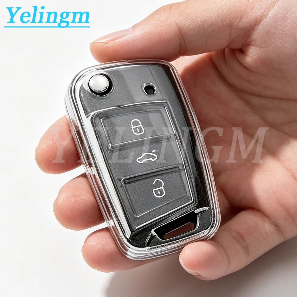 Transparente TPU-Autoschlüsselhülle für Volkswagen VW Polo Golf 7 Golf7 MK7 Tiguan Skoda Octavia Kodiaq Karoq für Seat Ateca.