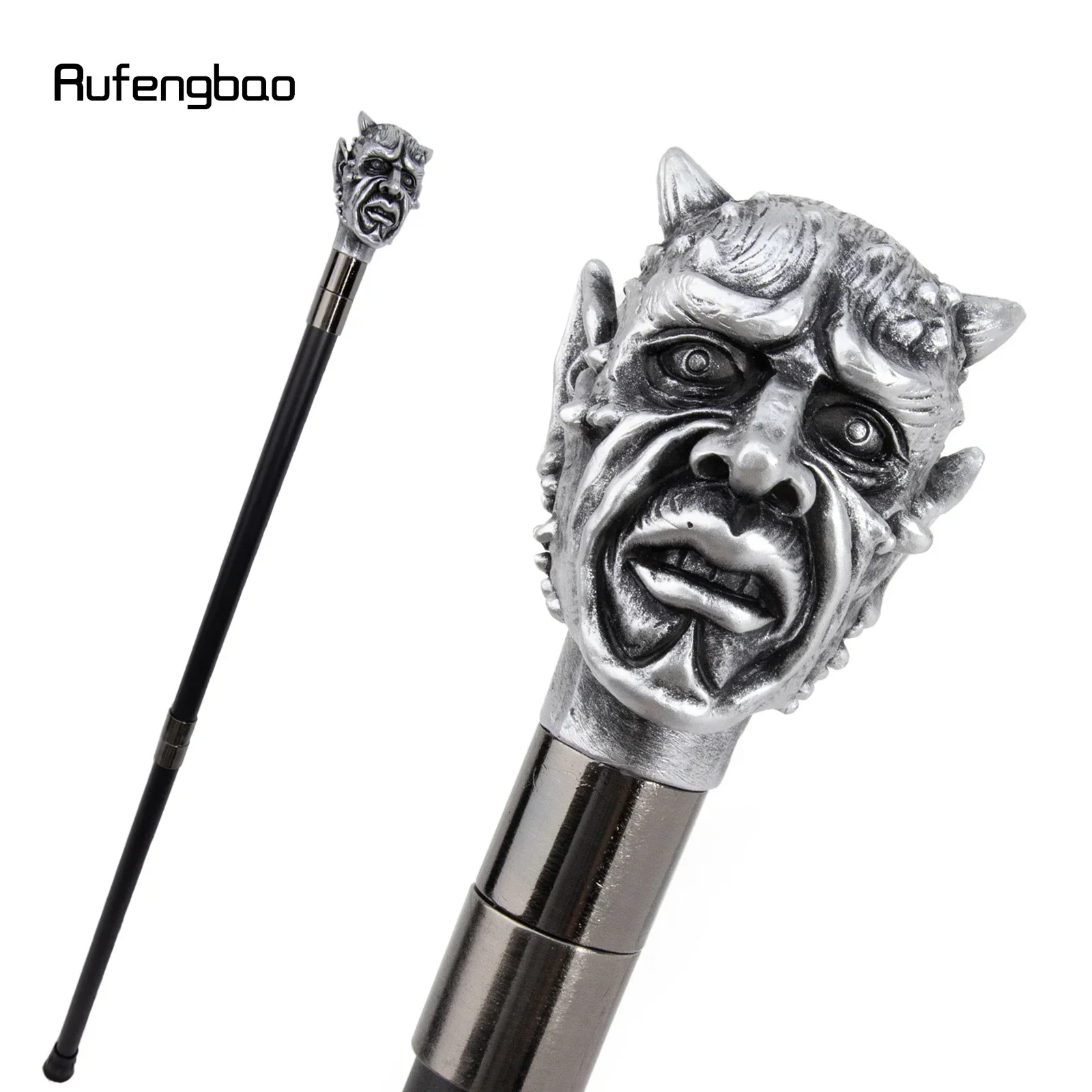 

Серебряный череп из смолы, голова монстра, трость, модная декоративная стальная палочка, декоративная палочка для джентльмена для косплея, 94 см