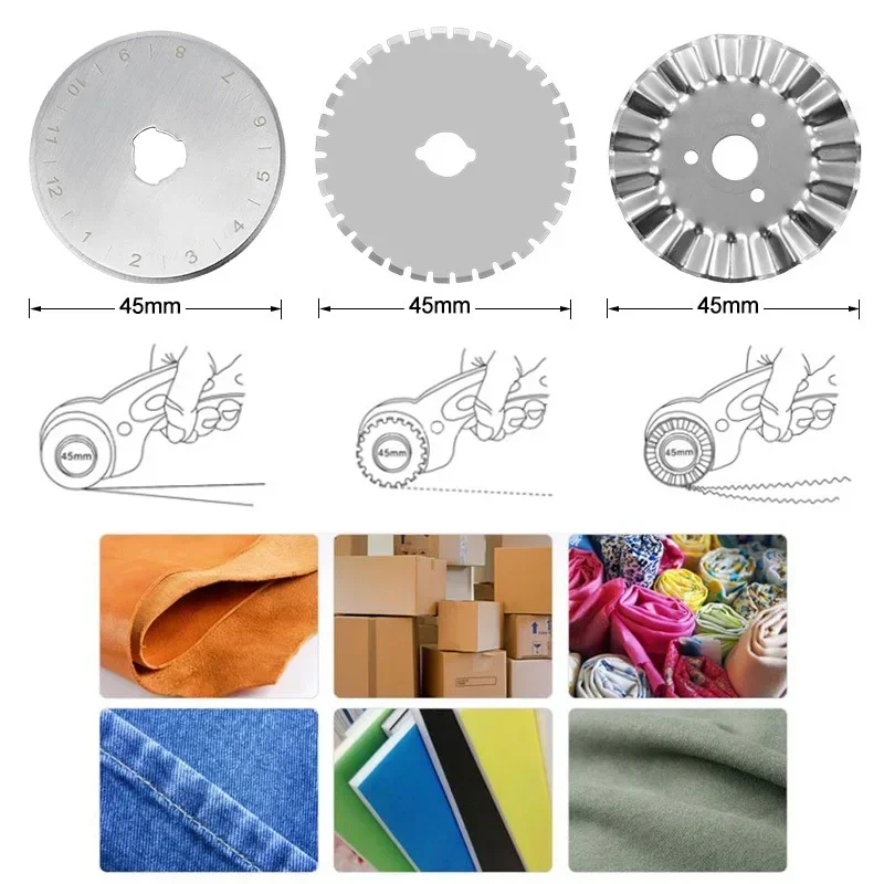 45mm Patchwork Roller Wheel Knife Cloth Cutting Knife Leather Paper Fabric Craft Fabrics Rotary Cutter DIY Sewing Accessories