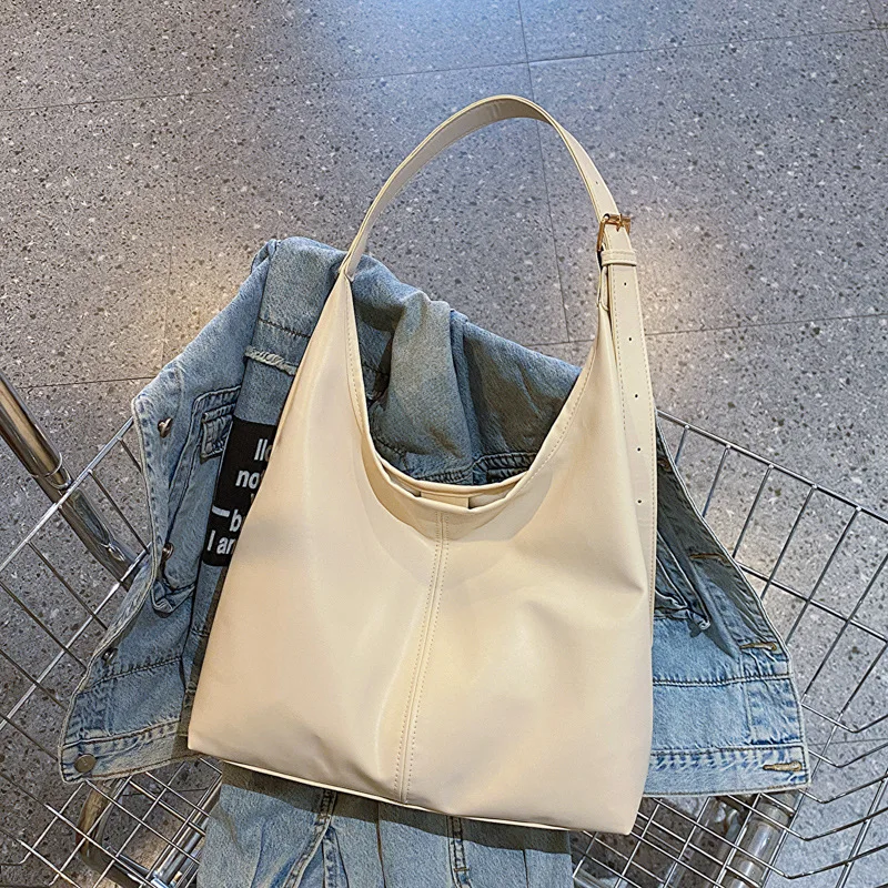 Vintage-Umhängetasche mit großem Fassungsvermögen für Damen mit weicher, solider Umhängetasche, Retro-Einkaufstasche für den Pendelverkehr – Detail 2